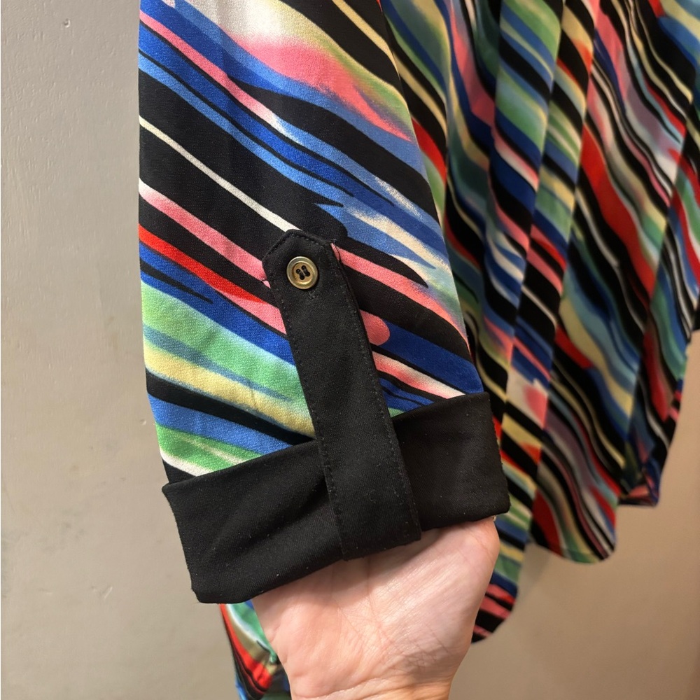 Caleoas Multicolor Striped Button Down Blouse, Fr… - image 5